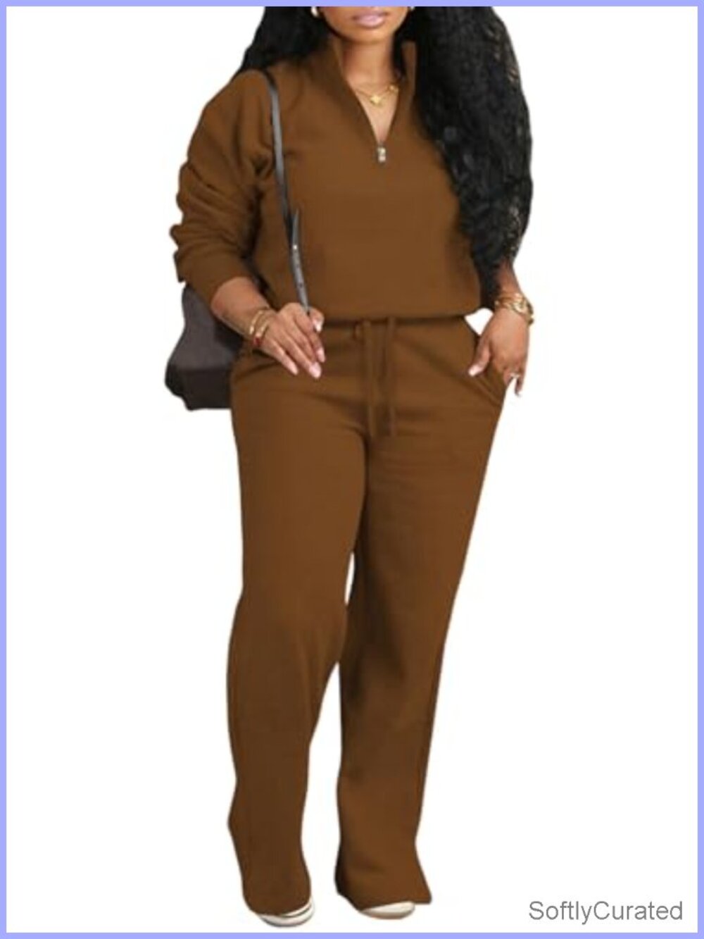 Women's 2 Piece Lounge Sets Half Zip Sweatshirt and Jogger Pants with Pockets